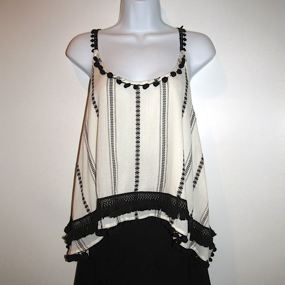 Tularosa Boho Peasant Fringe Trim Halter Top NWT